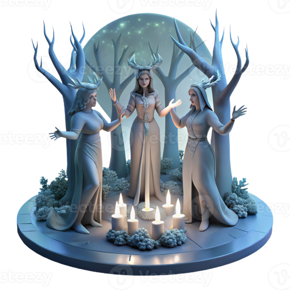 elegant abstract A Group of Dryads Performing a Ritual In detailed png