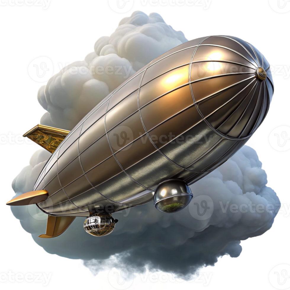 magnificent traditional A Steampunk Zeppelin Sleek and Silver high quality png