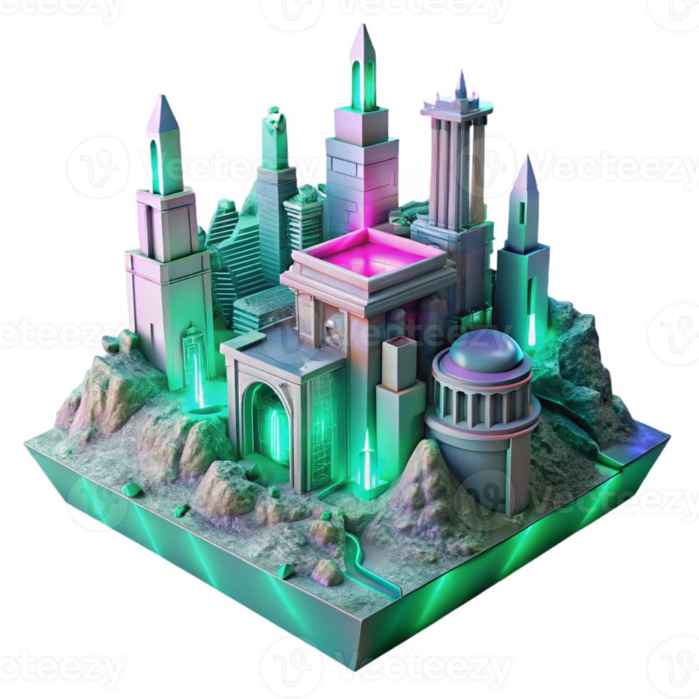 beautiful creative A Towering Cyberpunk Cityscape Built on T exclusive png