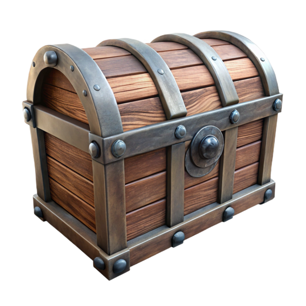 vibrant traditional Antique Wooden Chest Front View Transparent Background high resolution png