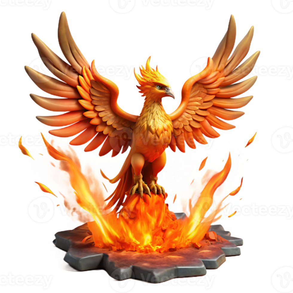 dramatic rustic A Majestic Phoenix Rising from Its Ashes I 4K png