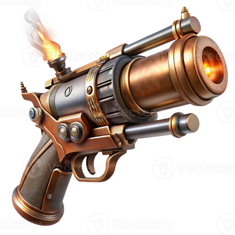 vibrant classic A Steampunk Pistol with Intricate Engravi high resolution png