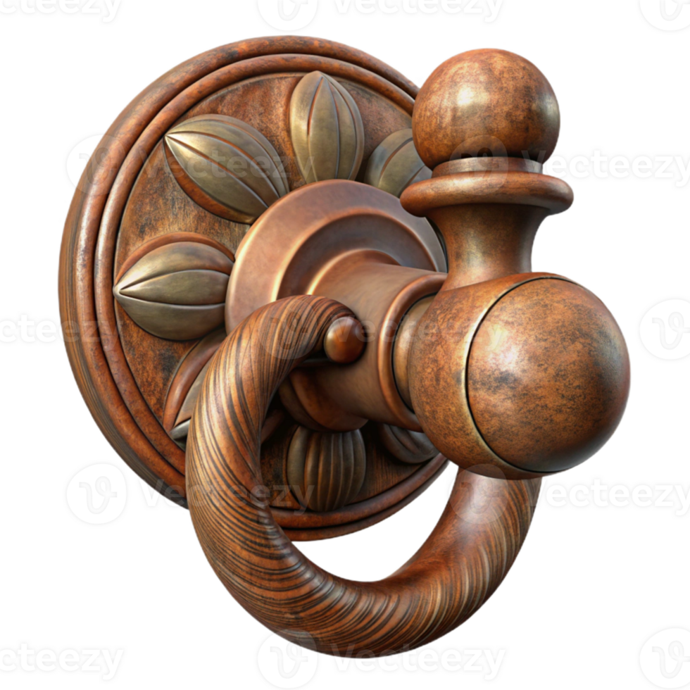 impressive artistic Antique Wooden Door Handle detailed png