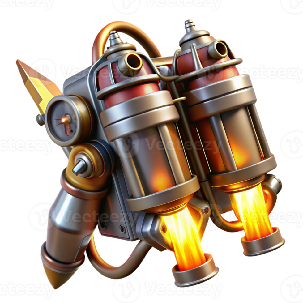 elegant minimalist A Steampunk Jetpack with Intricate Pipes high resolution png