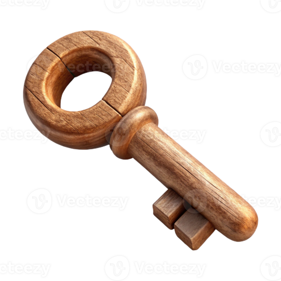wonderful rustic Antique Wooden Key authentic png