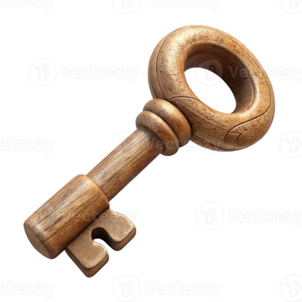 extraordinary rustic Antique Wooden Key premium png
