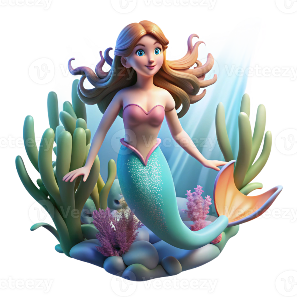 wonderful artistic A Mermaid Swimming Through a Cor premium png