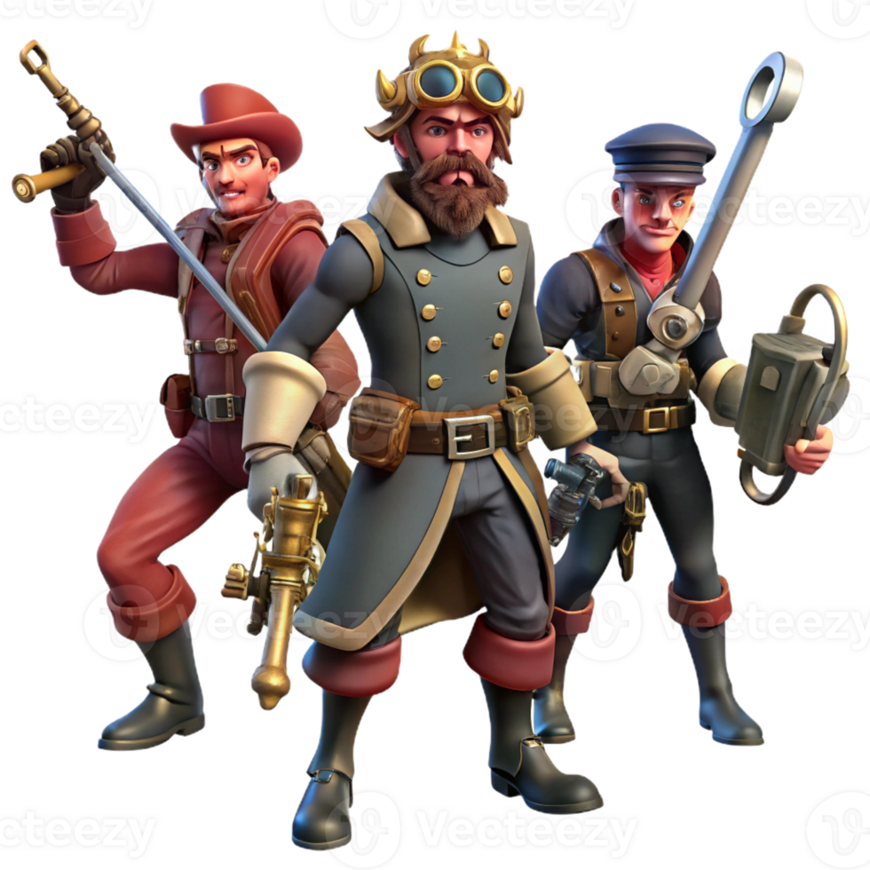 wonderful modern A Group of Steampunk Air Pirates Brandis original png