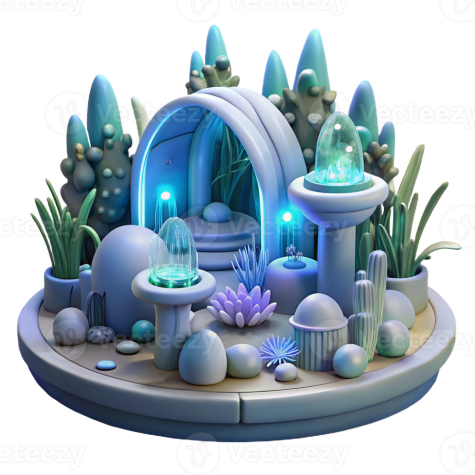 dramatic rustic A Futuristic Garden Filled with Biolumines authentic png