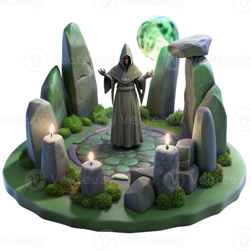 stunning creative A Mysterious Druid Performing a Ritual I detailed png