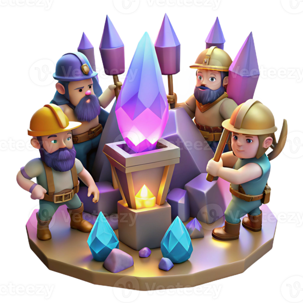 elegant vintage A Group of Adventurous Dwarves Mining For genuine png