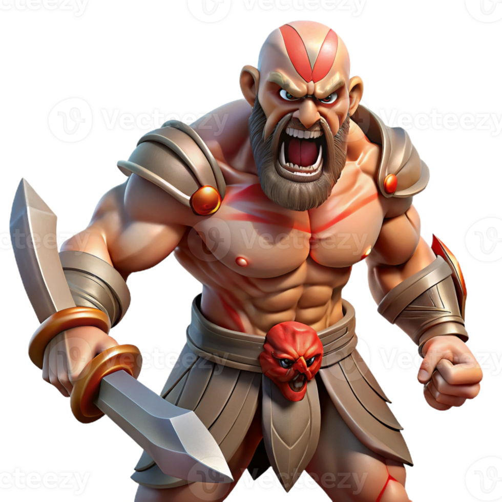 serene contemporary A Fierce Ares God of War Wielding a Blo premium png