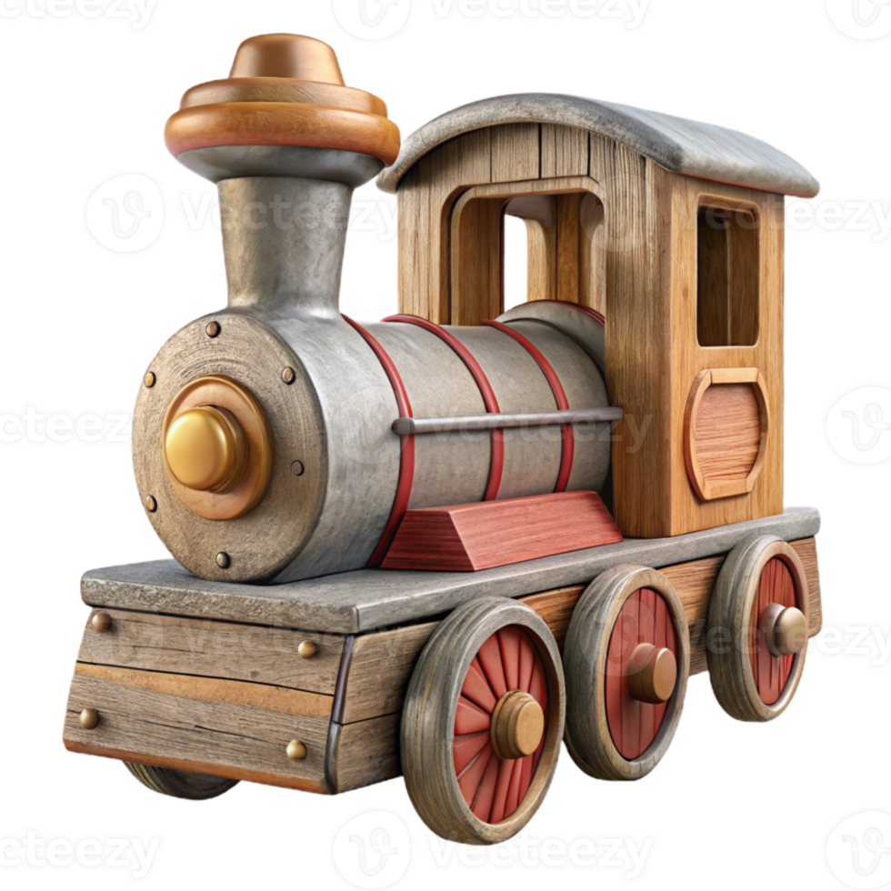 stunning minimalist Antique Wooden Toy Train Front View Cutout professional png