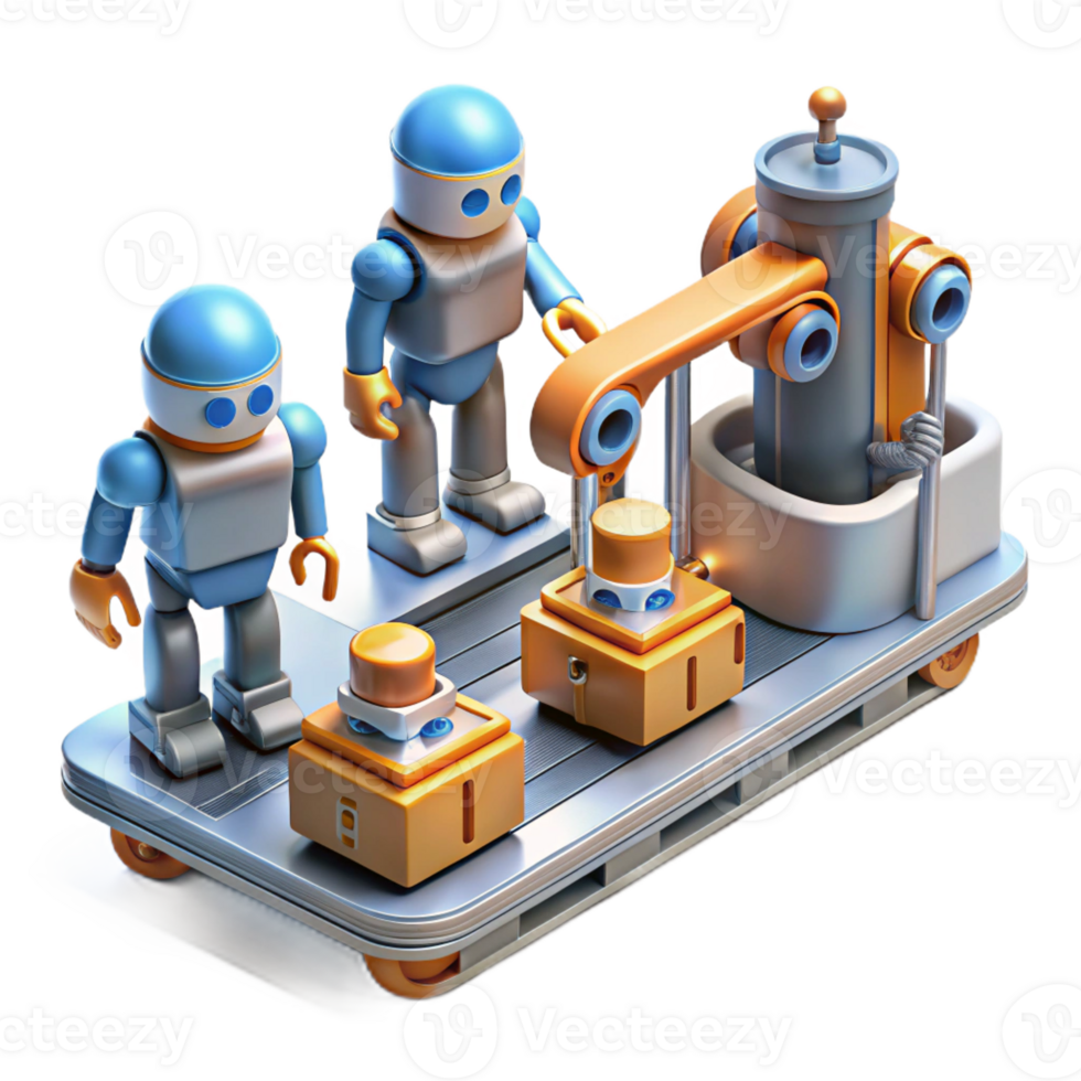 vibrant minimalist A Group of Robots Working on an Assembly genuine png