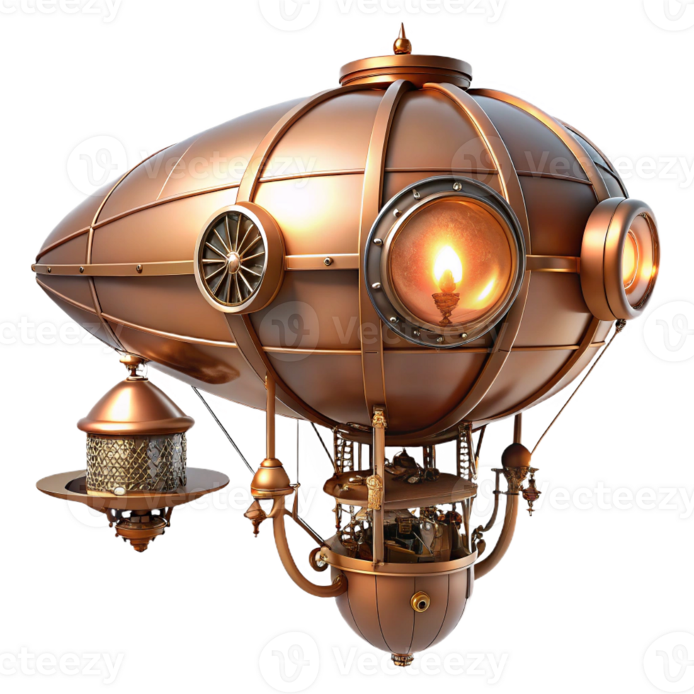 vibrant rustic A Majestic Steampunk Airship Crafted From genuine png