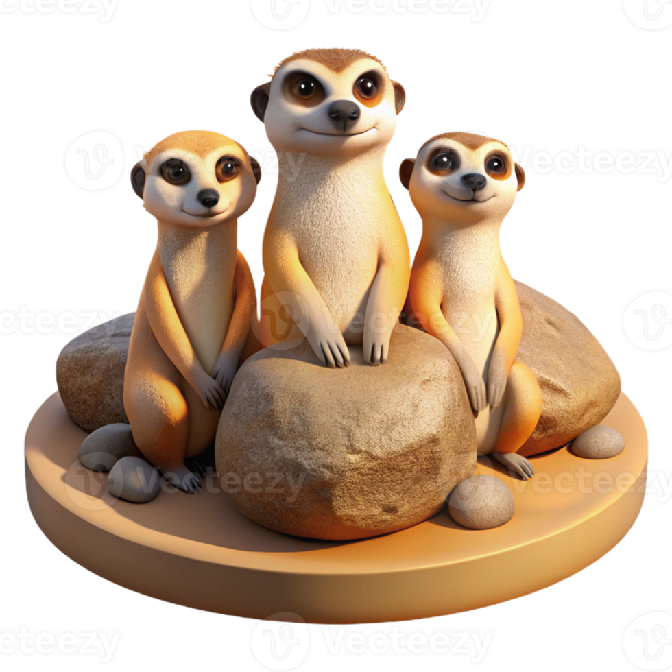 vibrant vintage A Group of Meerkats Sunning Themselves On original png