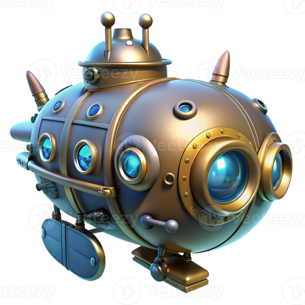 extraordinary abstract A Steampunk Submarine Exploring the Ocea authentic png