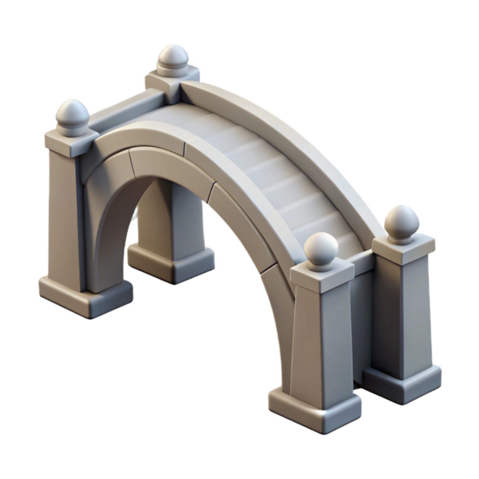 serene minimalist Arch Bridge Perspective View on Transparent Background original png