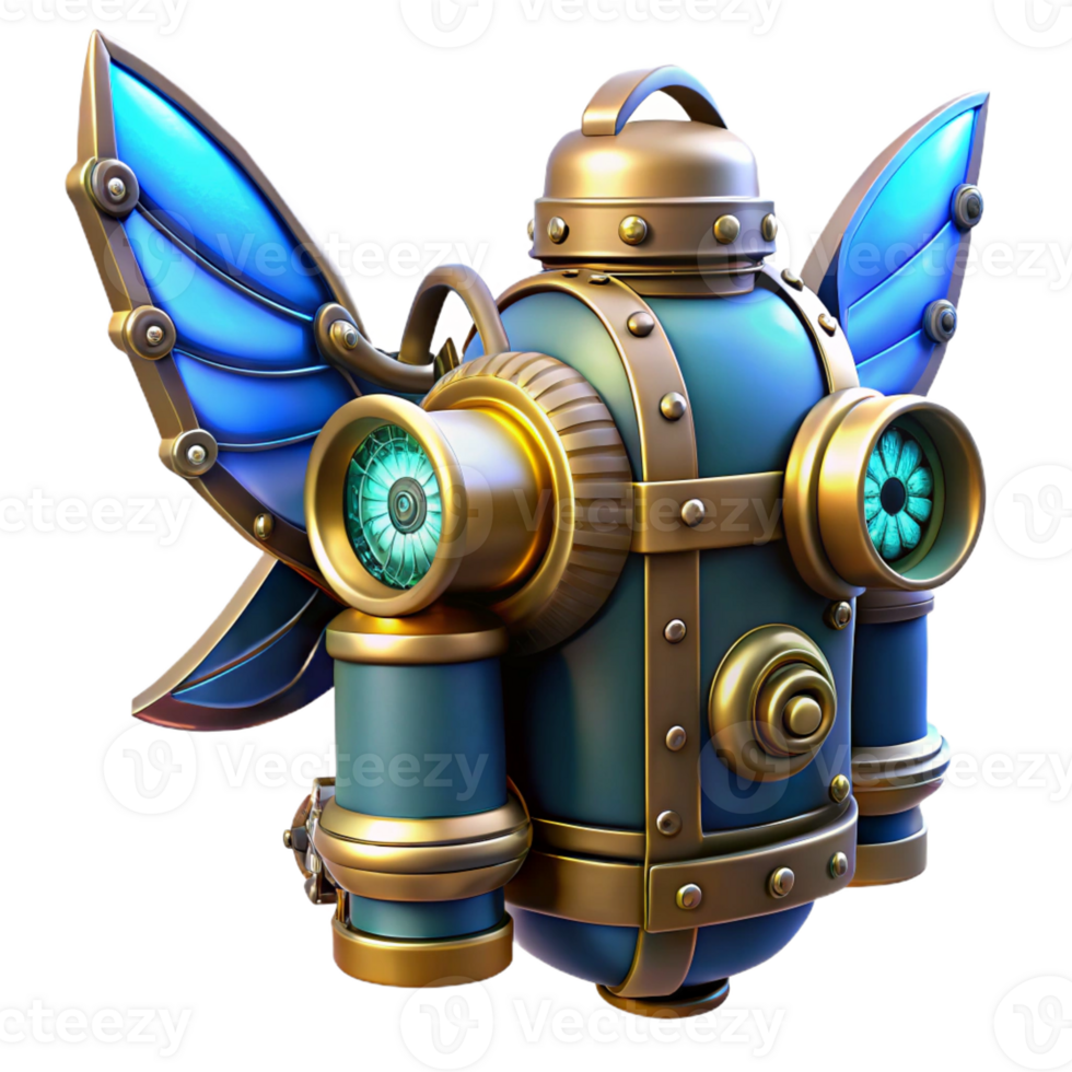 impressive classic Steampunk Jetpack with Brass Wings exclusive png