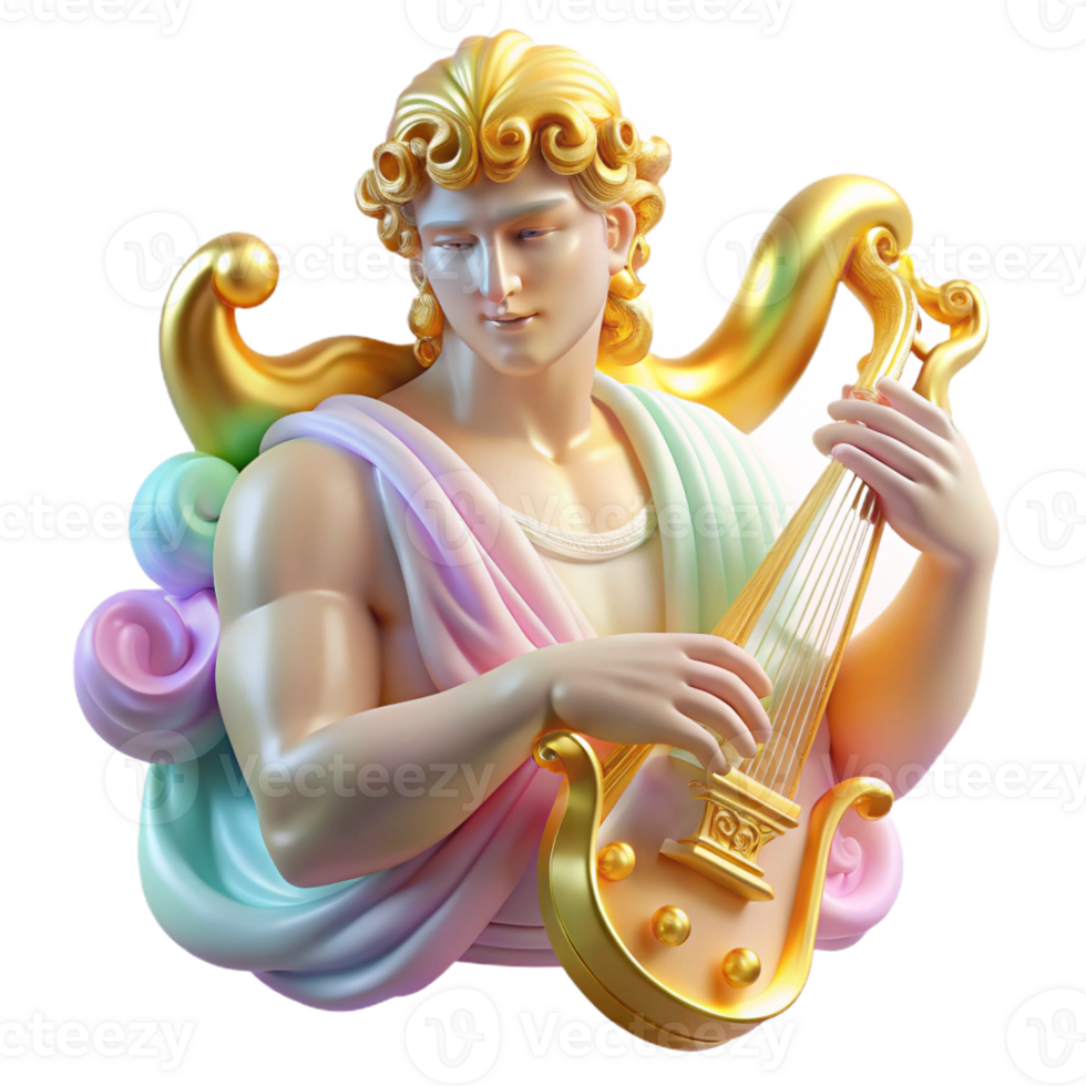 beautiful minimalist A Radiant Apollo Playing a Golden Lyre Su professional png