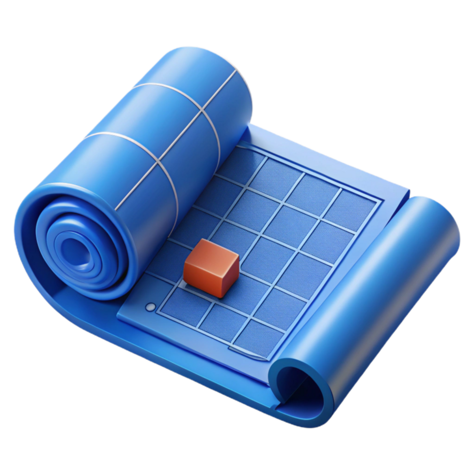 beautiful minimalist Architectural Blueprint Rolled Up Cutout high resolution png