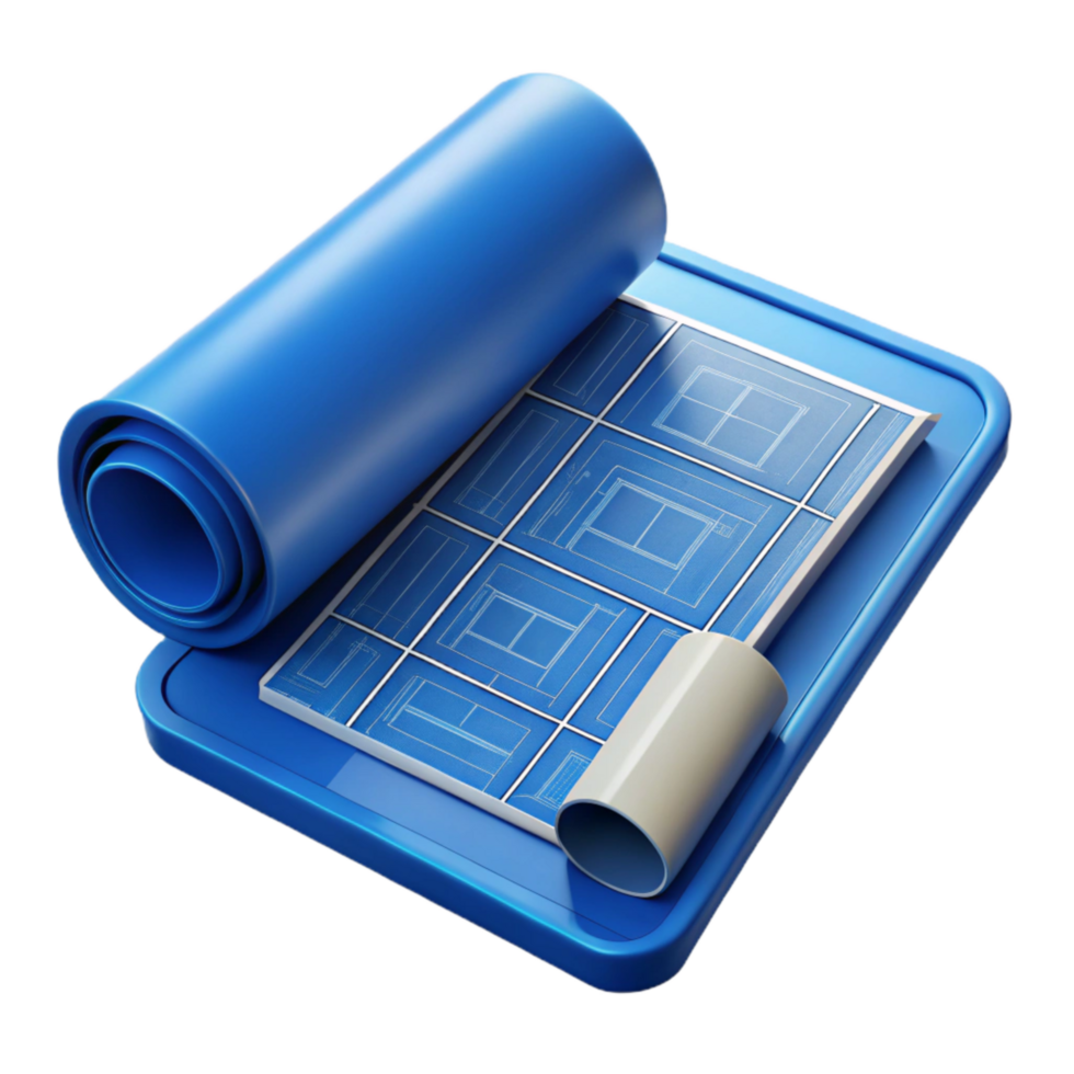 elegant vintage Architectural Blueprint Roll with Blueprints png