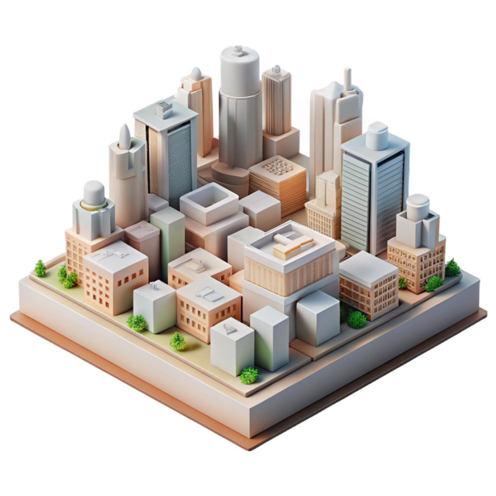 dramatic modern Architectural Model of City Transparent detailed png