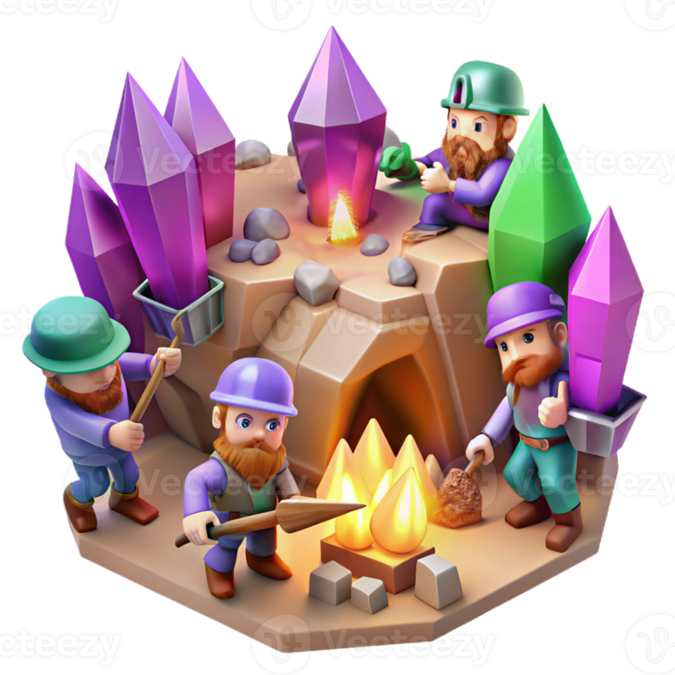 beautiful classic A Group of Adventurous Dwarves Mining For exclusive png