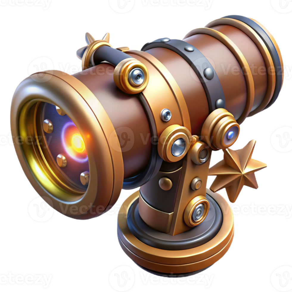 extraordinary creative A Steampunk Telescope with Intricate Lense authentic png
