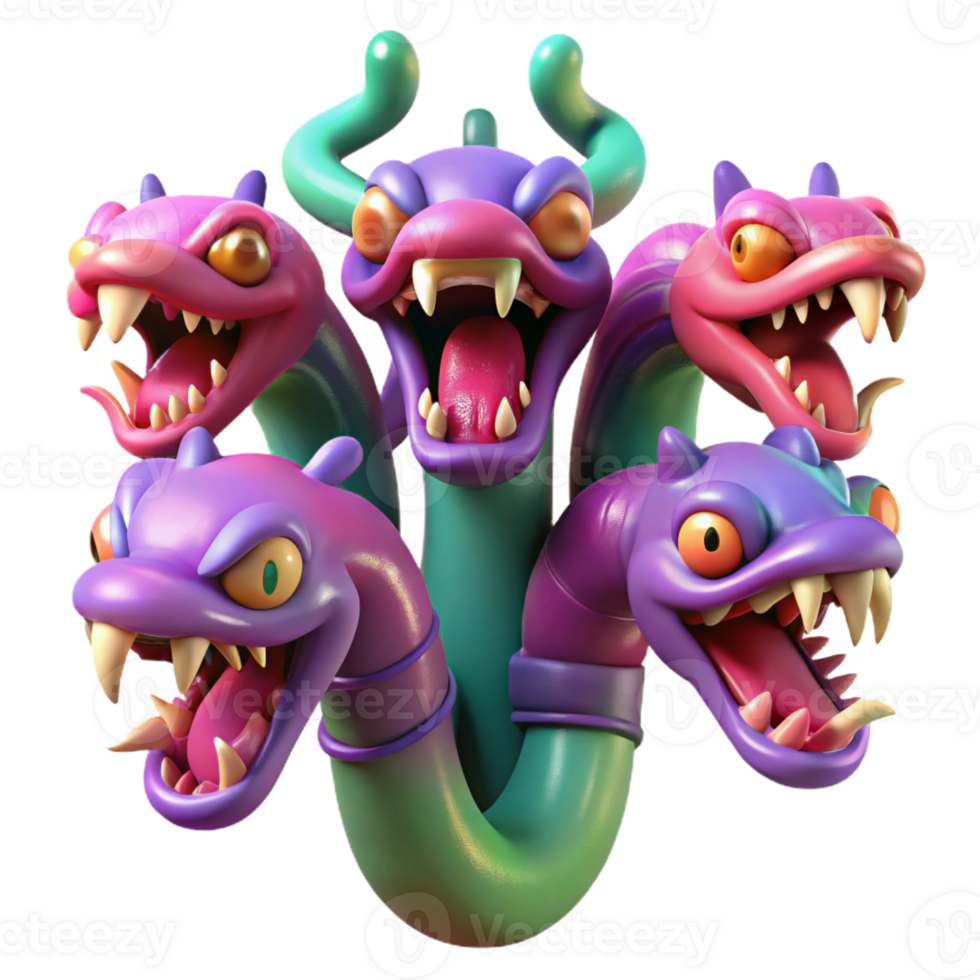 stunning creative A Hydra with Multiple Heads Each with A high quality png