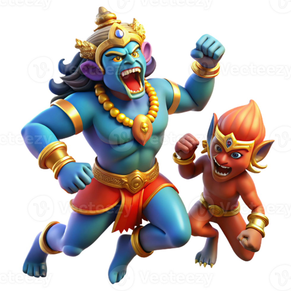 beautiful modern Rakshasa and Hero in Hindu Battle high resolution png