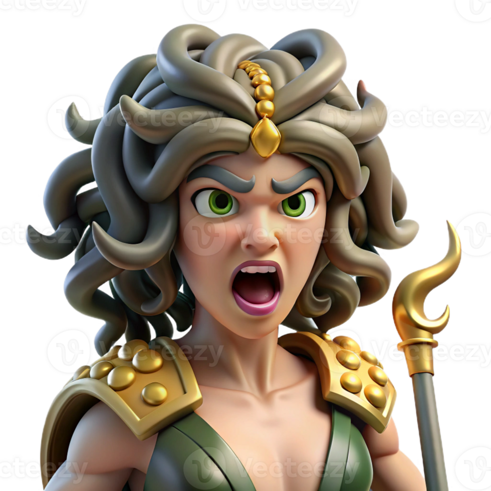 impressive artistic A Fierce Gorgon Petrifying a Warrior With detailed png