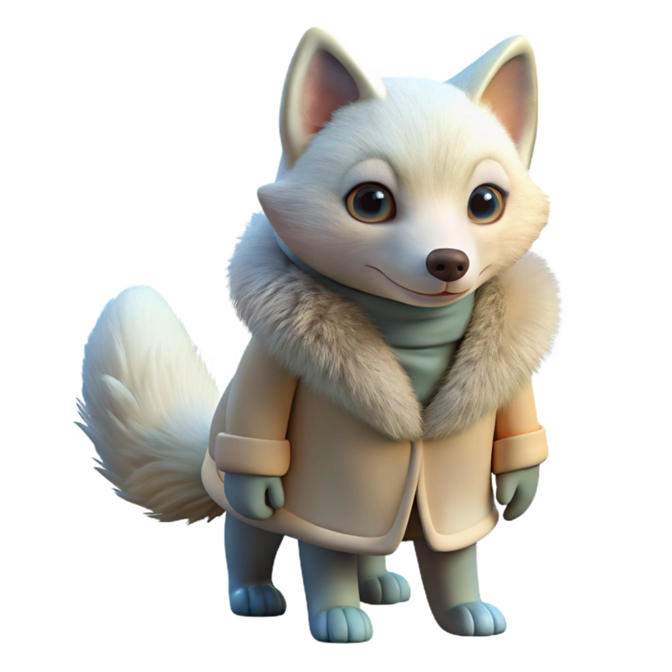 beautiful vintage Arctic Fox in Winter Coat Cutout Transparent Background high quality png
