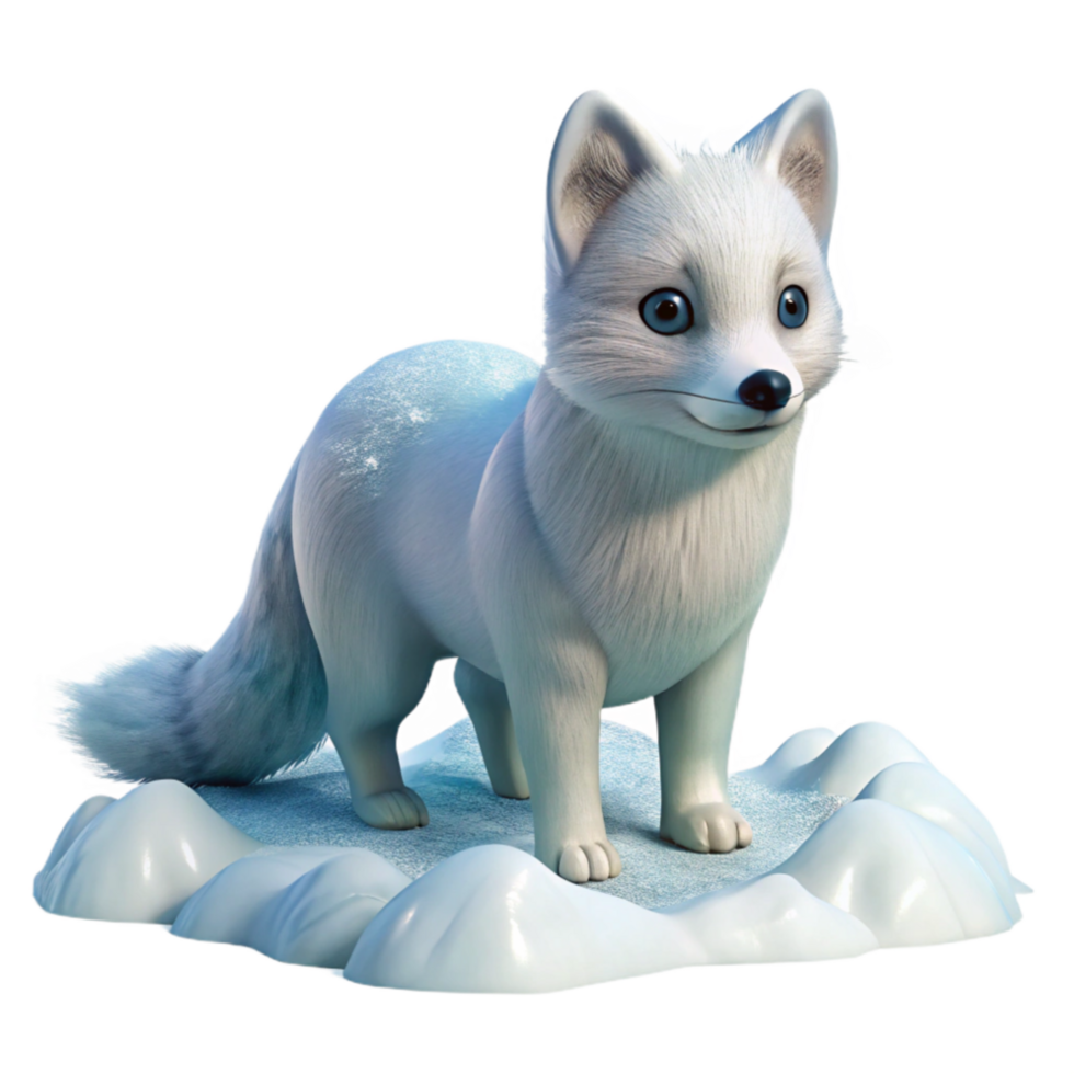 dramatic artistic Arctic Fox Snow Covered Landscape Cutout Transparent Background genuine png