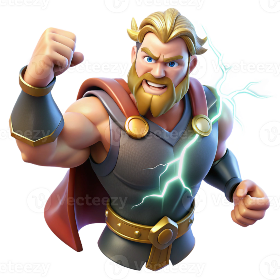 elegant rustic Thor Summoning Lightning Muscles Ripplin authentic png