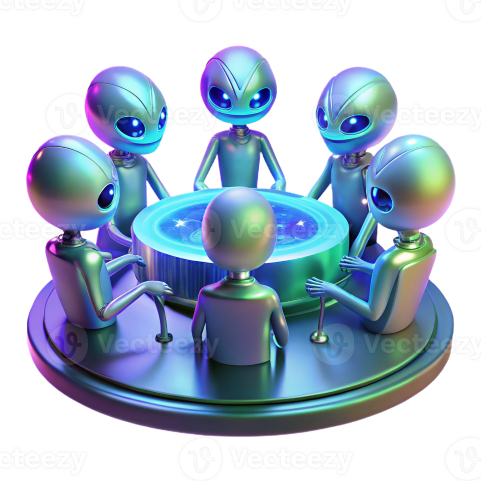 vibrant abstract A Group of Alien Diplomats with Iridescen high resolution png