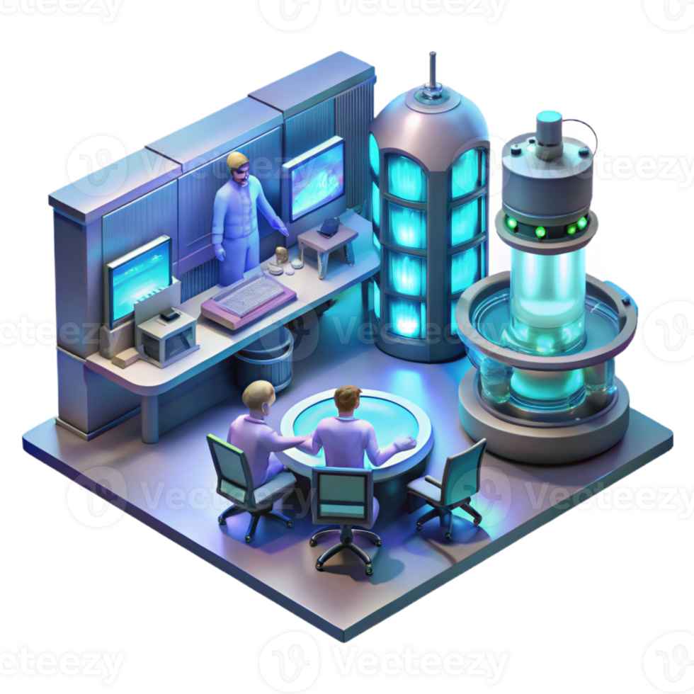 dramatic artistic A Futuristic Laboratory Filled with Glowi high resolution png