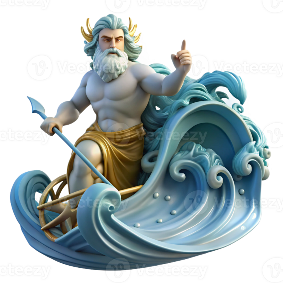 dramatic artistic Poseidon Commanding a Tempestuous Sea Wa authentic png