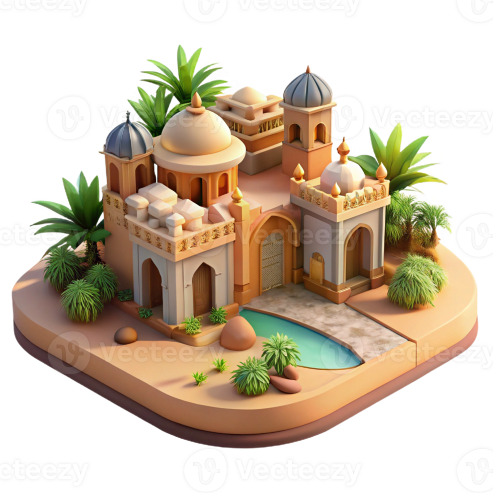 extraordinary vintage A Sprawling Desert Oasis with Lush Veget 4K png