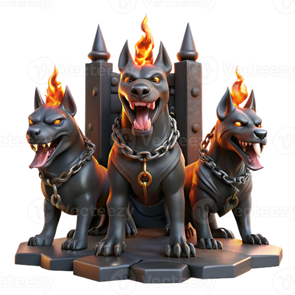 impressive classic Cerberus the Three Headed Hound of Hade 4K png