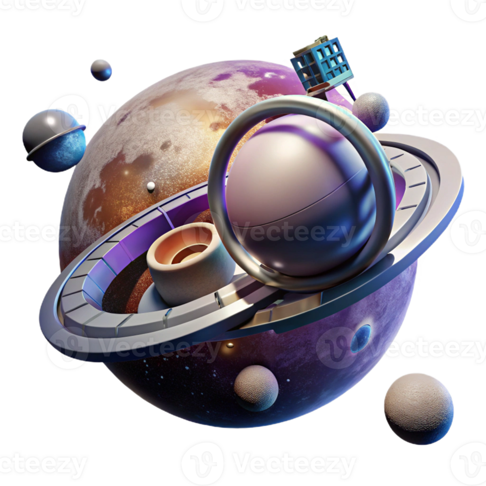 elegant rustic A Space Station Orbiting a Distant Planet genuine png