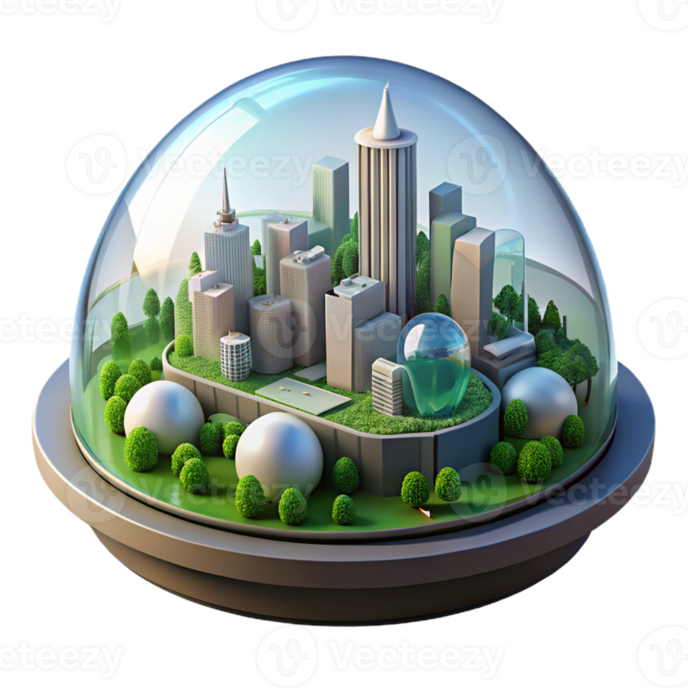 serene traditional Futuristic City Inside a Giant Biodome 4K png