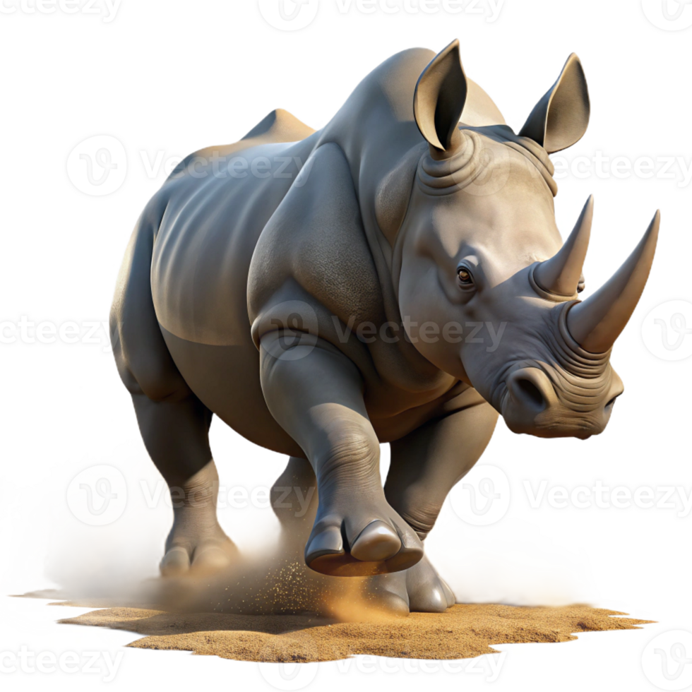 serene creative A Powerful Rhinoceros Charging Through T exclusive png