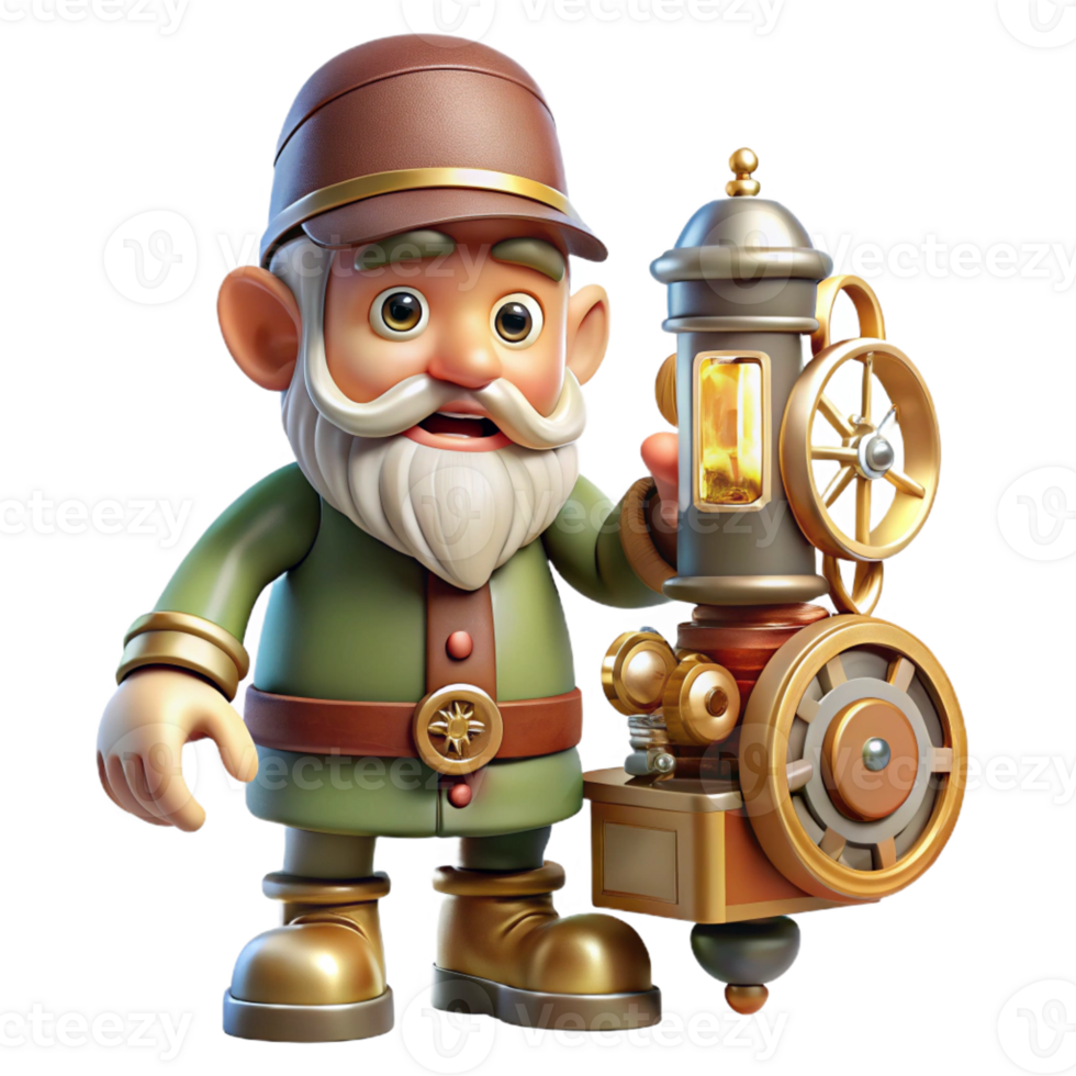 extraordinary artistic A Whimsical Gnome Tinkering with a Clockwo 4K png