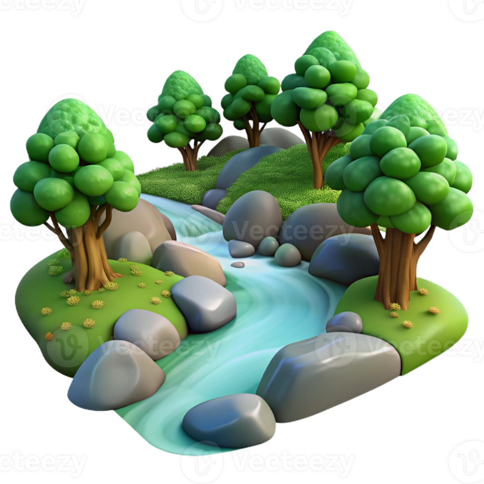 impressive creative A Babbling Brook Flowing Through a Forest professional png