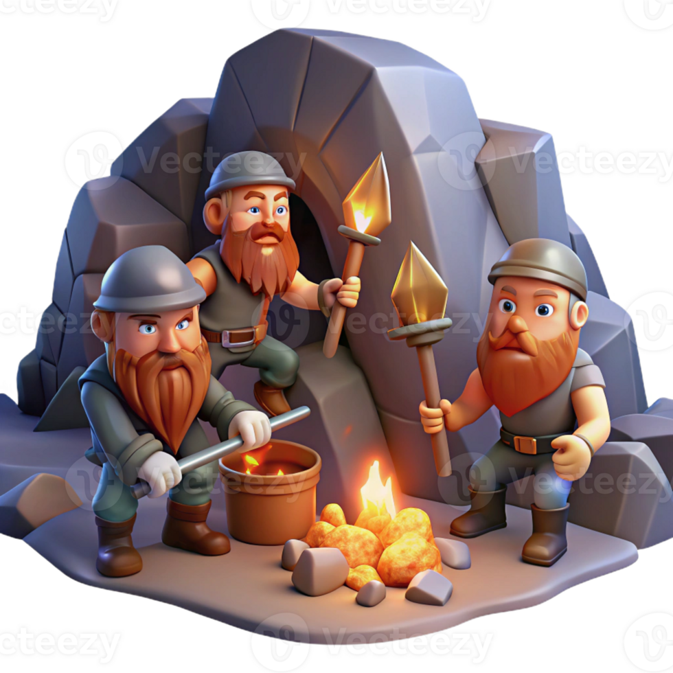 elegant rustic A Group of Dwarves Mining for Gems in a D high resolution png