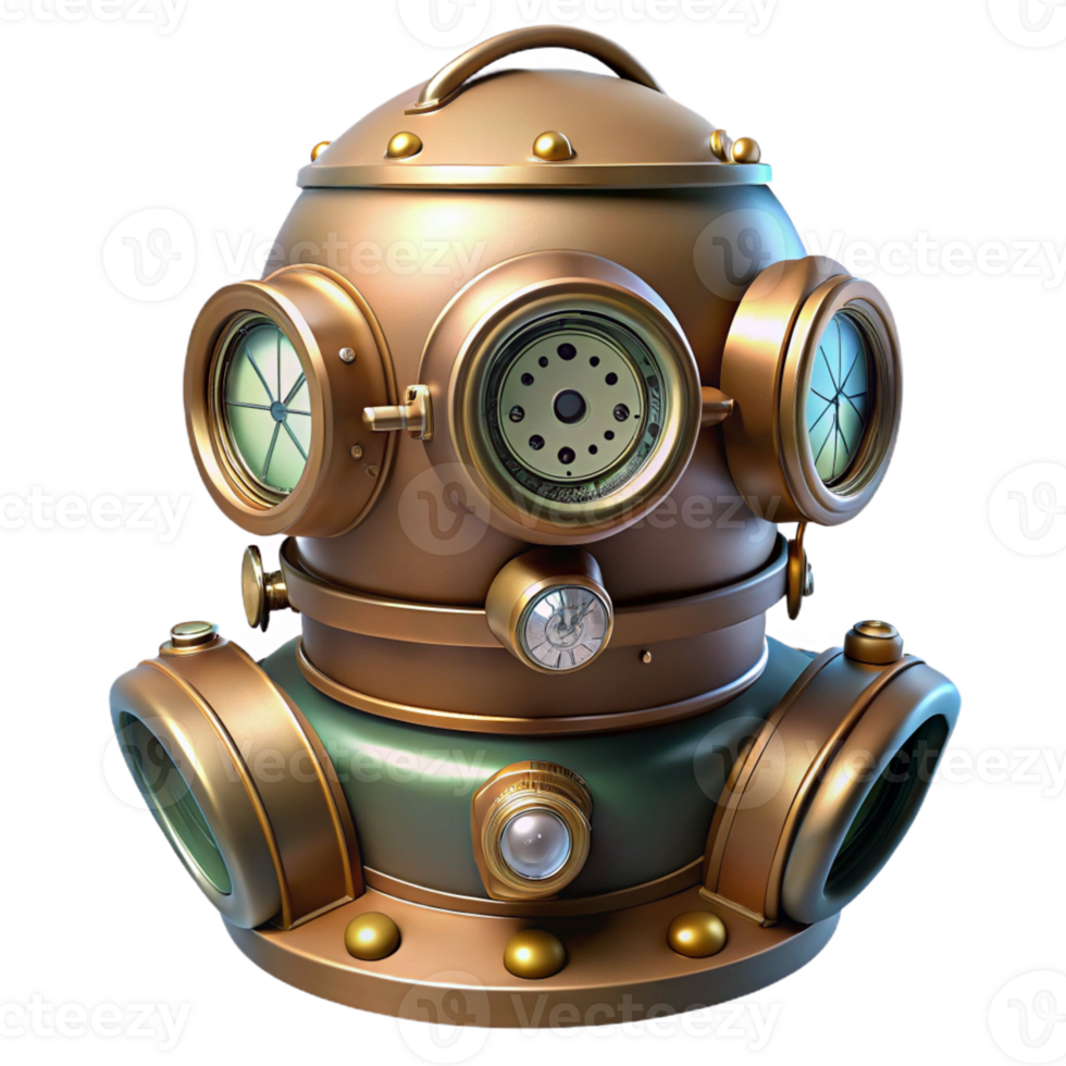 wonderful minimalist A Steampunk Diving Suit with Brass Helm high resolution png