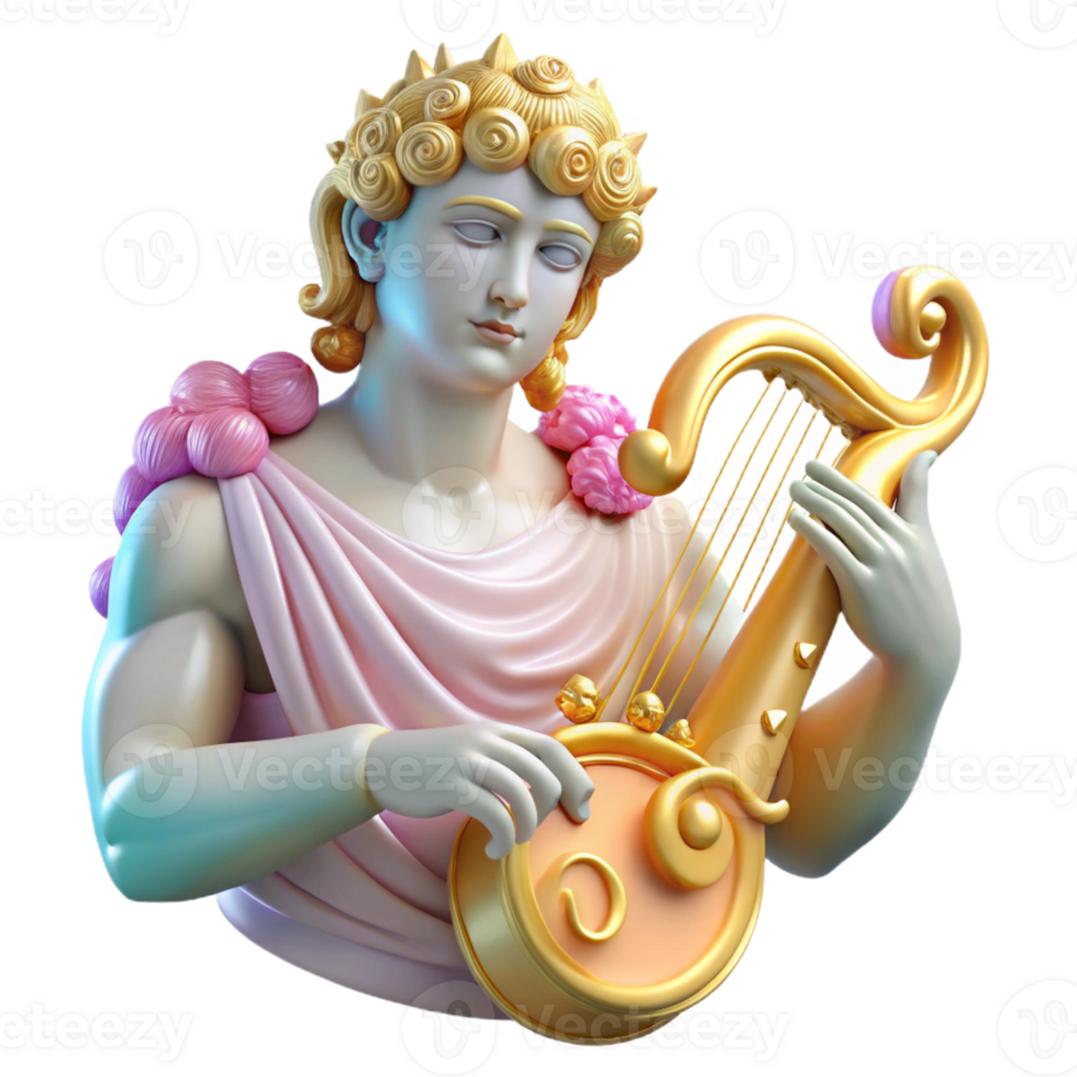 serene modern A Radiant Apollo Playing a Golden Lyre Su detailed png