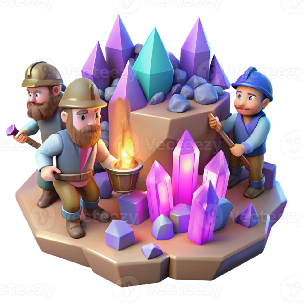 dramatic vintage A Group of Adventurous Dwarves Mining For high quality png