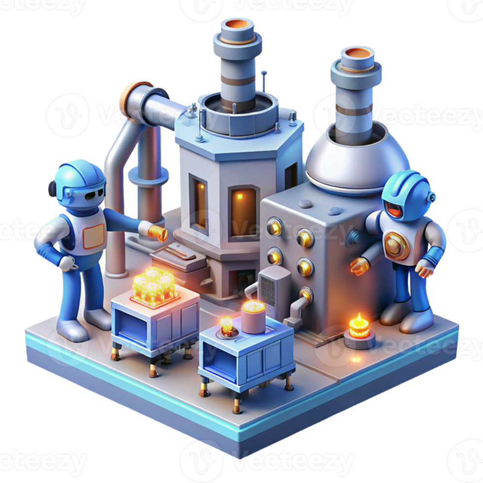 impressive rustic A Group of Robots Working in a Futuristi professional png